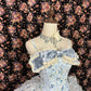 Robe de soirée longue en satin et tulle, motif floral bleu, élégante et mignonne, gh4769