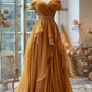 Orange fashion elegant spaghetti strap long chiffon floor length ball gown, evening dress, party dress, bridesmaid dress gh3523