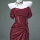Free custom color and size blue/burgundy elegant off the shoulder pleated satin long formal mermaid ball gown evening dress party dress gh4245