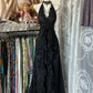 Schwarz/Rot Süße Vintage Mode Rückenfreies Langes A-linie Chiffon Tüll Ballkleid Abendkleid Geburtstagskleid gh4244