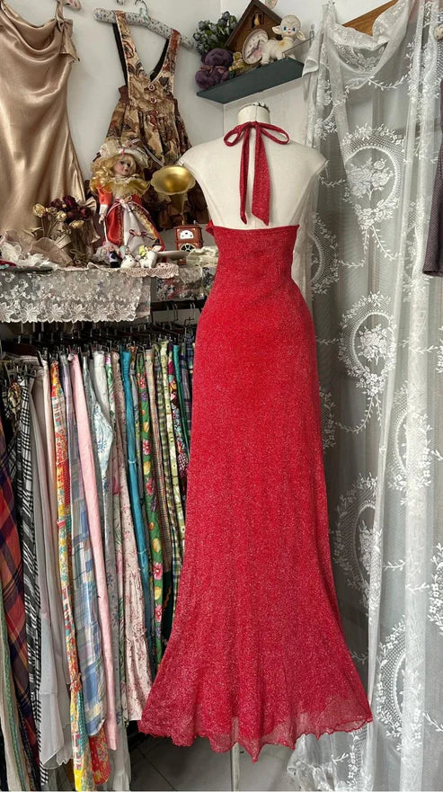 Schwarz/Rot Süße Vintage Mode Rückenfreies Langes A-linie Chiffon Tüll Ballkleid Abendkleid Geburtstagskleid gh4244