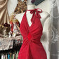 Schwarz/Rot Süße Vintage Mode Rückenfreies Langes A-linie Chiffon Tüll Ballkleid Abendkleid Geburtstagskleid gh4244