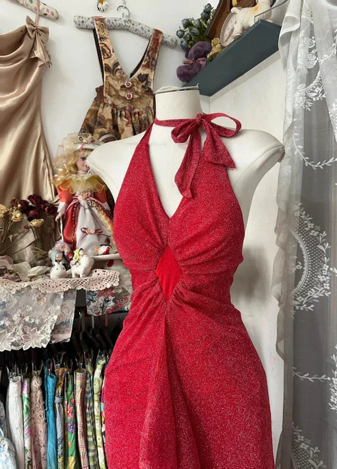 Schwarz/Rot Süße Vintage Mode Rückenfreies Langes A-linie Chiffon Tüll Ballkleid Abendkleid Geburtstagskleid gh4244