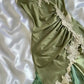 Olive Green Elegant Spaghetti Strap Short Satin Lace Applique Homecoming Dress Prom Dress Party Dress Evening Dress gh4230