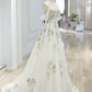 Weißes exquisites Blumen-Mode-Kurzarm-Lang-Tüll-Bodenlänge-Ballkleid, Abendkleid, Partykleid gh3524