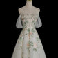 Weißes exquisites Blumen-Mode-Kurzarm-Lang-Tüll-Bodenlänge-Ballkleid, Abendkleid, Partykleid gh3524