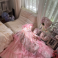 Robe de soirée en tulle rose, élégante et exquise, en dentelle florale, longue, princesse, robe de bal, robe d'anniversaire, robe de cérémonie pour adulte, gh4032