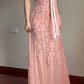 Trägerloses Abendkleid im Sweet Element Style mit Spaghettiträgern | Rosa-lila Tüll-Maxikleid mit Perlenbesatz für Verlobung, Party, Junggesellinnenabschied und andere festliche Anlässe gh6433