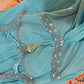 Robe de soirée sirène longue en satin bleu à perles gh4439