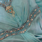 Robe de soirée sirène longue en satin bleu à perles gh4439