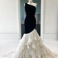 Black Beading Elegant Fashion Long Tulle White Trailing Ball Gown Evening Dress Wedding Dress gh4229