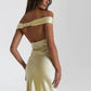 girlhomeshops – Gelbes Hochzeitsgastkleid, stilvoll, schlicht, lang, Satin, Ballkleid, gh5630