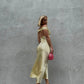 Gelb/blau modische einfache Meerjungfrau trägerlosen langen Satin Ballkleid, Abschlussballkleid, Abendkleid, Partykleid gh3495