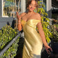 Gelb/blau modische einfache Meerjungfrau trägerlosen langen Satin Ballkleid, Abschlussballkleid, Abendkleid, Partykleid gh3495