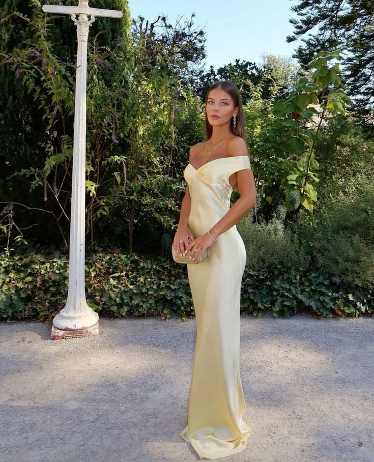Gelb/blau modische einfache Meerjungfrau trägerlosen langen Satin Ballkleid, Abschlussballkleid, Abendkleid, Partykleid gh3495