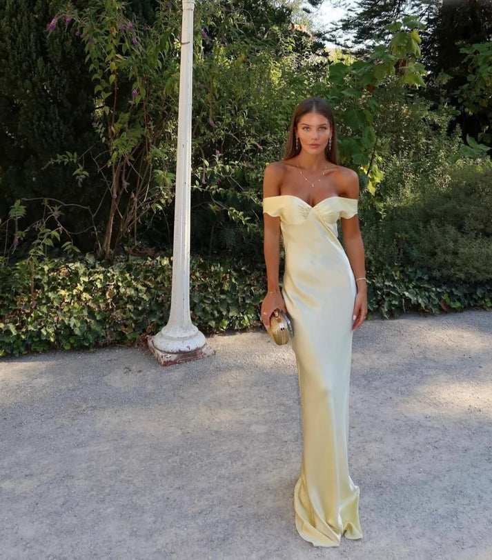 Gelb/blau modische einfache Meerjungfrau trägerlosen langen Satin Ballkleid, Abschlussballkleid, Abendkleid, Partykleid gh3495