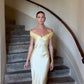 Gelb/blau modische einfache Meerjungfrau trägerlosen langen Satin Ballkleid, Abschlussballkleid, Abendkleid, Partykleid gh3495
