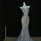 Silver gorgeous shiny fashion long sequin mermaid floor length fishtail dress prom dress, evening dress, party dress gh3522