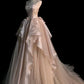Pink Gorgeous Exquisite A-line Off-shoulder Beaded Long Tulle Ball Gown Wedding Dress Evening Gown gh3497