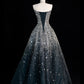 Black silver gorgeous sparkling elegant galaxy long sequined tulle floor-length ball gown evening dress gh4378