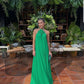Grünes schlichtes, modisches Hosenträger-Lang-Chiffon-Abendkleid Ballkleid Hochzeitsgast-Partykleid gh3095