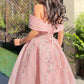 Rosa Glitzer, exquisite Perlen, schulterfrei, A-Linie, elegantes langes Tüll-Ballkleid, Abendkleid, Märchenprinzessinkleid gh2752