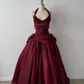 Burgundy vintage long beaded dress gh6643