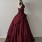Burgundy vintage long beaded dress gh6643