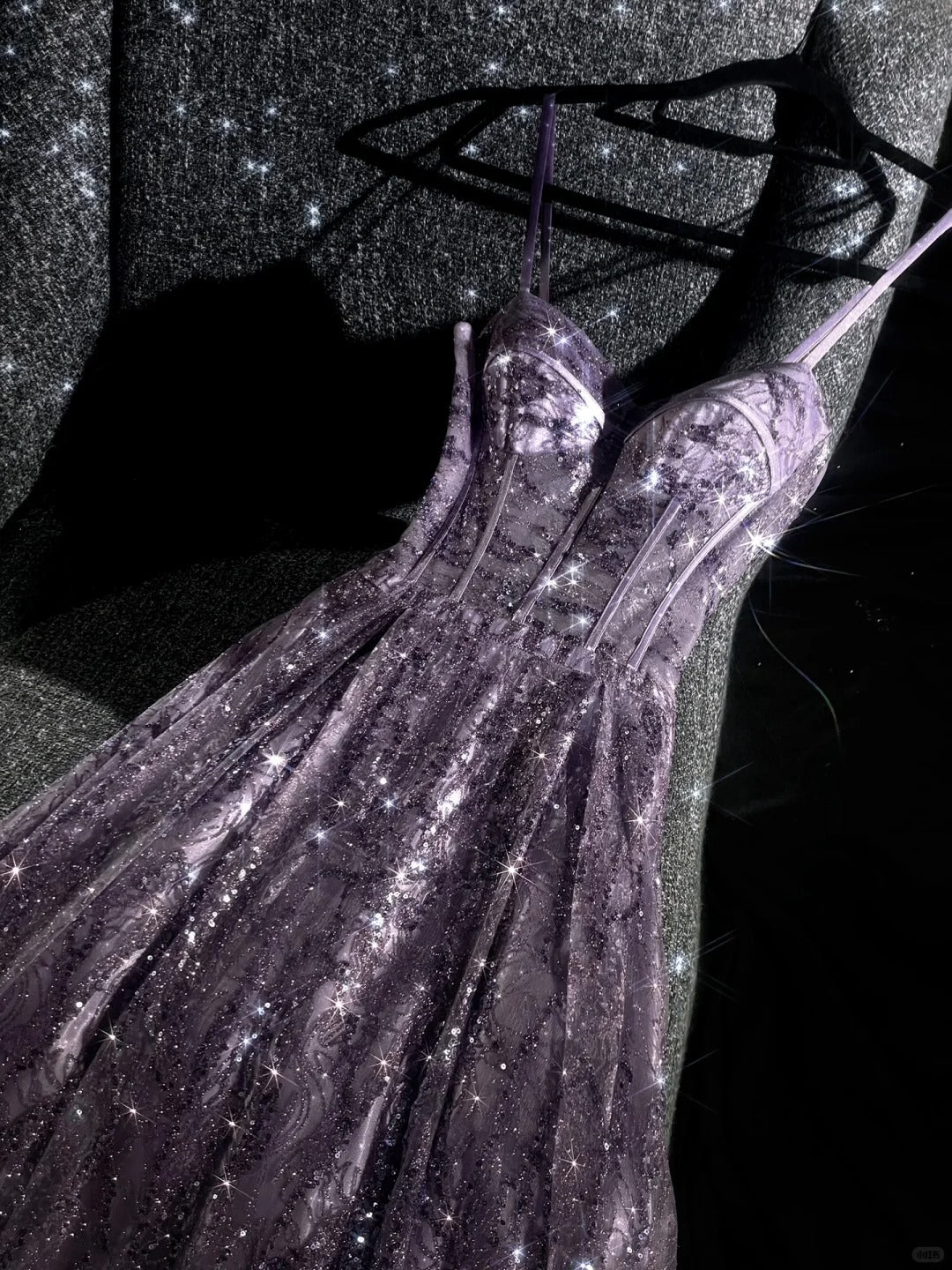 Girlhomeshops - Robe de bal longue en tulle perlé, magnifique et exquise, violette, robe de bal romantique et éblouissante pour fille gh5693