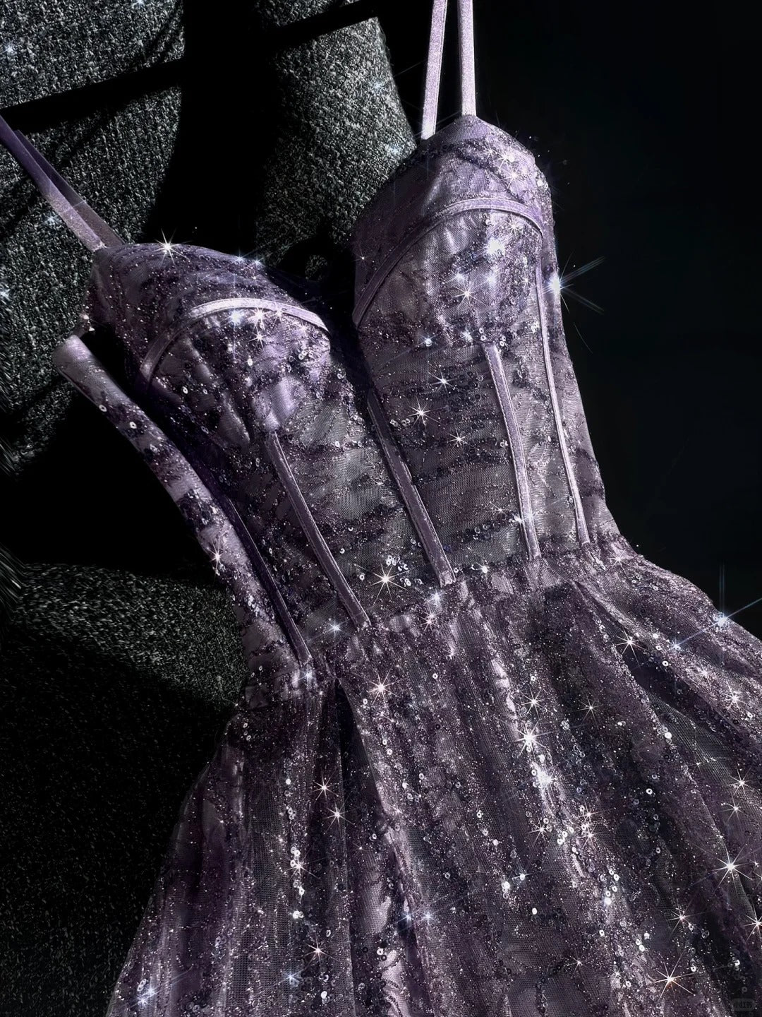 Girlhomeshops - Robe de bal longue en tulle perlé, magnifique et exquise, violette, robe de bal romantique et éblouissante pour fille gh5693