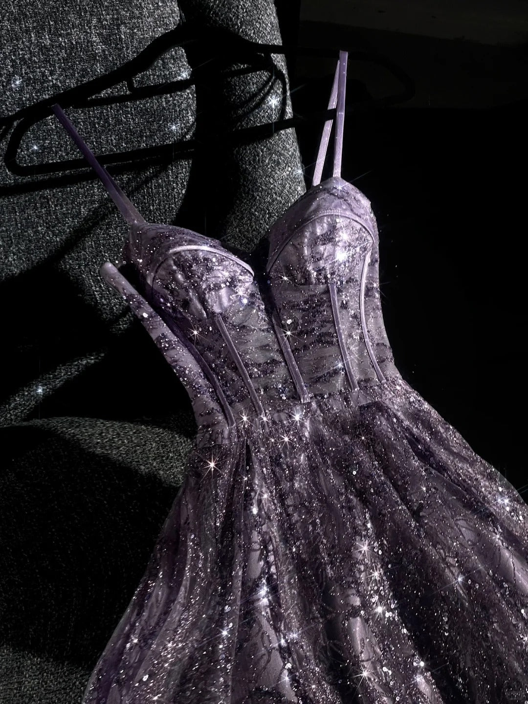 Girlhomeshops - Robe de bal longue en tulle perlé, magnifique et exquise, violette, robe de bal romantique et éblouissante pour fille gh5693
