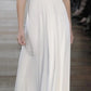 girlhomeshops-Cremefarbenes, ärmelloses, bodenlanges Abendkleid aus Chiffon mit Perlenbesatz gh6309