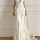 Girlhomeshops - Elfenbeinweißes langes Chiffon-Ballkleid mit Perlen und Pailletten, Abendkleid, Partykleid, gh5244