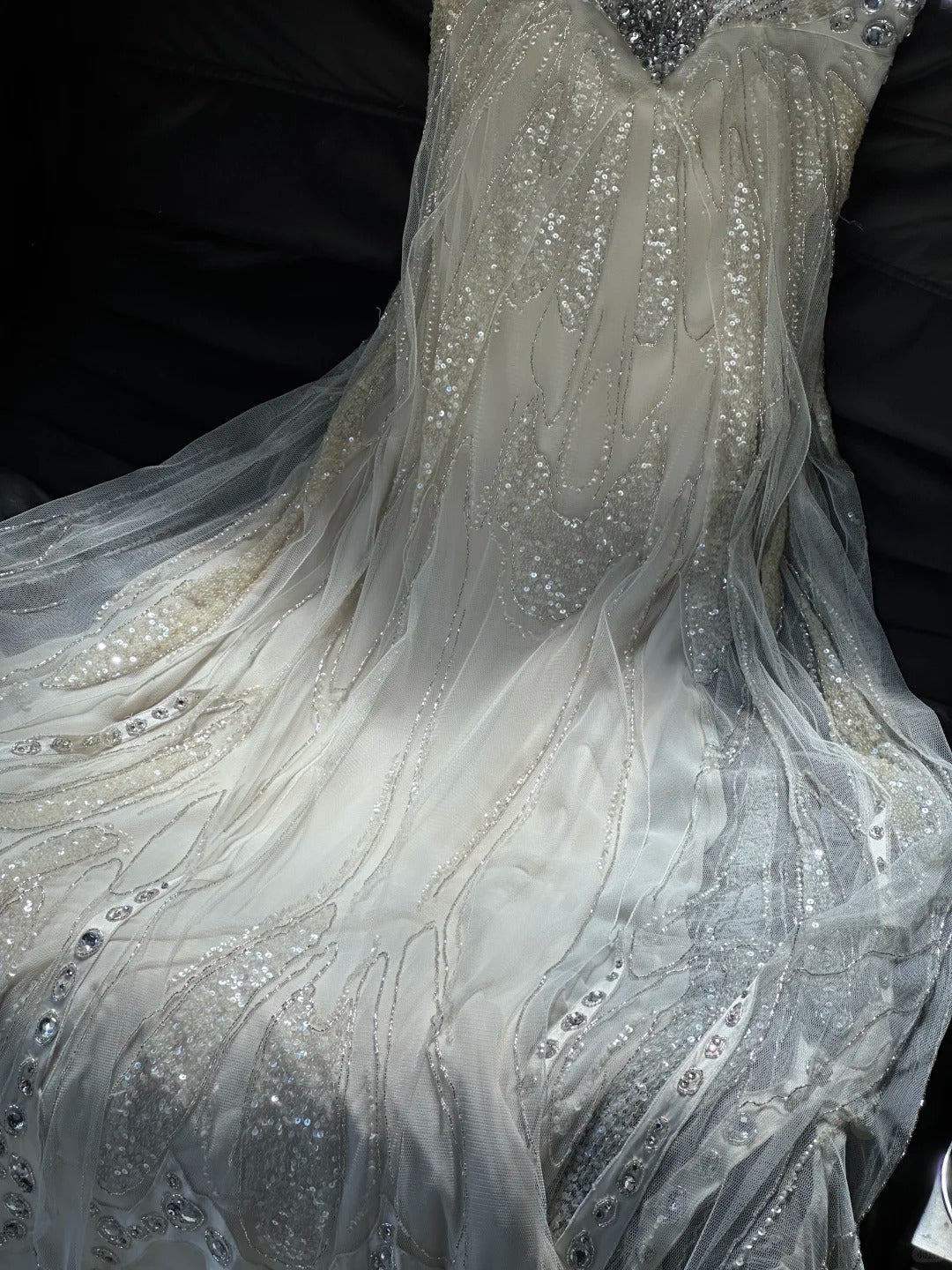 Girlhomeshops - Elfenbeinweißes, mit Perlen besetztes Chiffon-Tüllkleid mit Schmetterlingsperlen, langes Ballkleid, Abendkleid, Geburtstagspartykleid, Feenkleid, gh5168