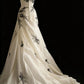 girlhomeshops-wedding dress Sleeveless White Embroidered  tulle  Train A - line dress, Retro Elegant Evening Dress  gh5829