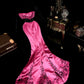 Rosa florales langes Satin-Ballkleid, Abend- und Partykleid, gh4422