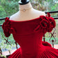 Girlhomeshops-Burgundy Elegant Retro Long Velvet Quinceanera Dresses Prom Dress Graduation Dress Princess gh5005