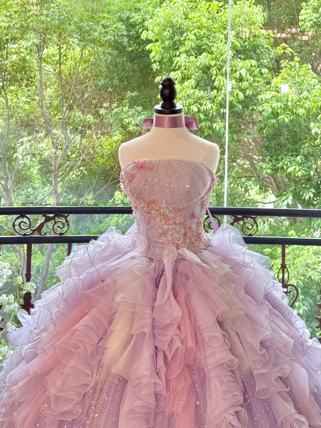 Girlhomeshops-Quinceanera Dresses Pink Purple Gorgeous Elegant Shiny Floral Sequin Long Tulle Prom Dress Graduation Dress gh5001