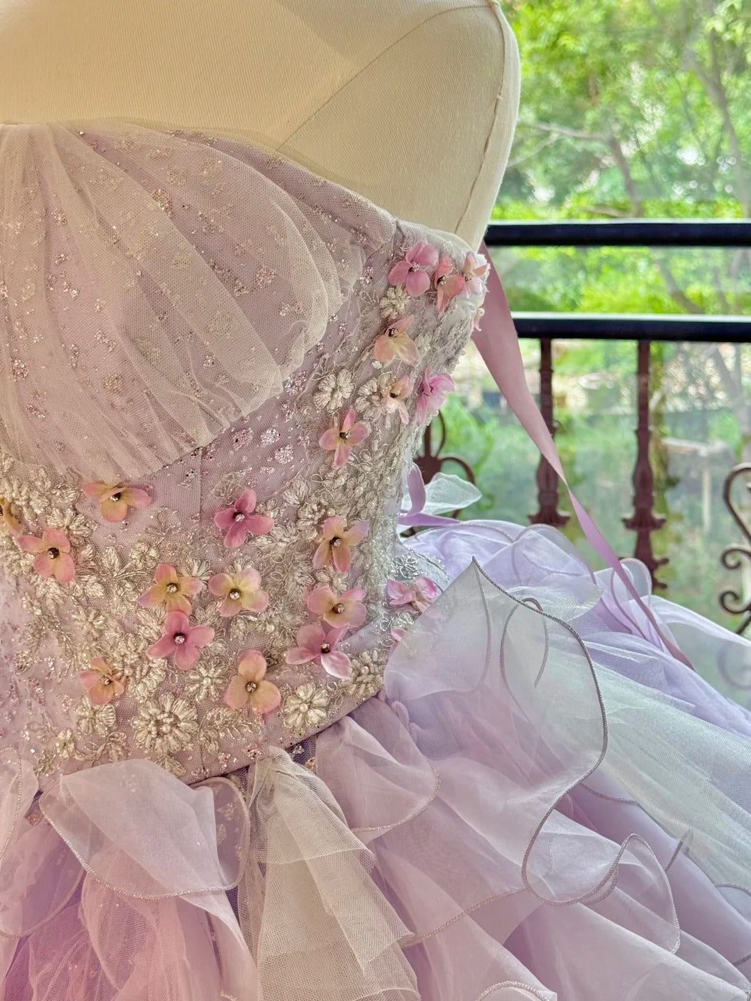 Girlhomeshops-Quinceanera Dresses Pink Purple Gorgeous Elegant Shiny Floral Sequin Long Tulle Prom Dress Graduation Dress gh5001
