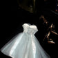 Tiffany blaues Tüllkleid mit Perlenbesatz, kurzes Homecoming-Kleid, Ballkleid, Abendkleid, gh4388