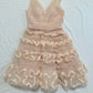 girlhomeshops-Nude Pink Tulle Sleeveless Midi Dress with Sequins and 3D Textured Patterns gh6312