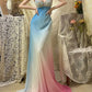 Blue rainbow beaded long chiffon mermaid ball gown evening dress party dress gh4437