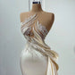 Champagner Farbe Wunderschöne exquisite Perlen lange elegante Abendkleid sexy formale Ballkleid Partykleid gh2177