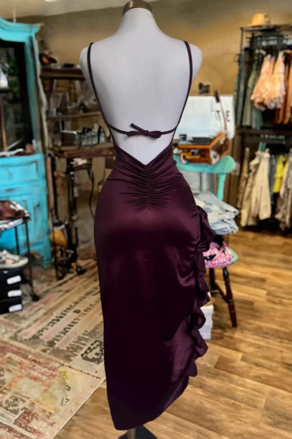 Lila Fashion Chic Hosenträger Lange Elegante Sexy Bodycon Ballkleid Abendkleid Mode Party Kleid gh3449
