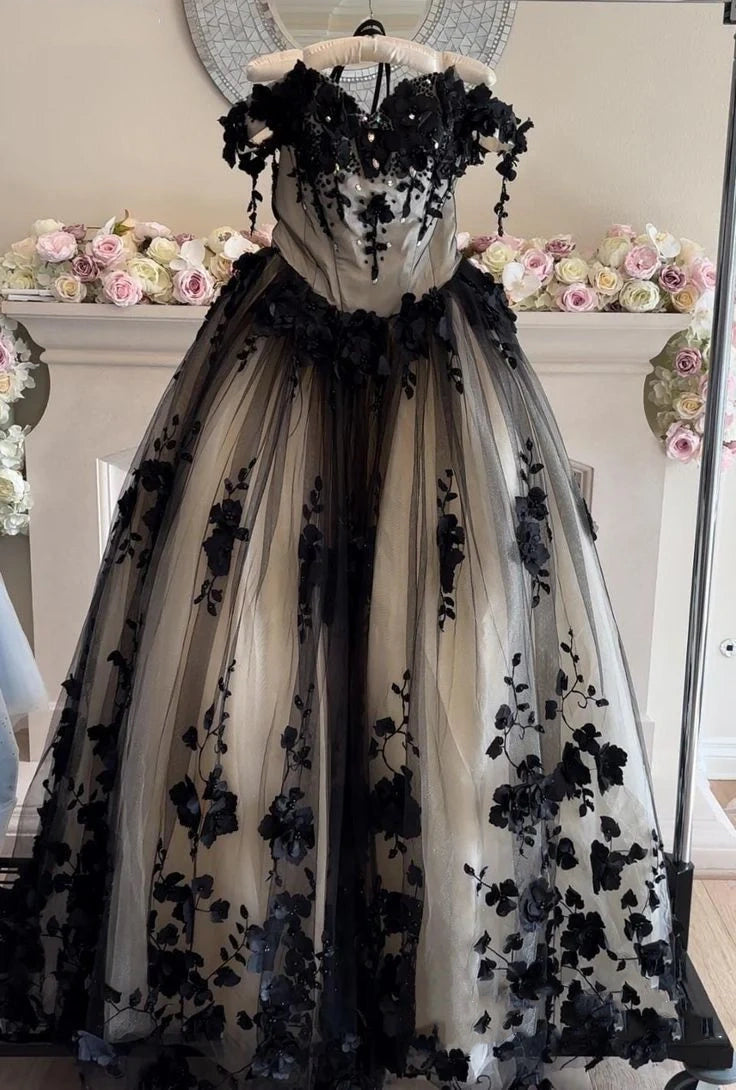 Rotes wunderschönes, exquisites, süßes Blumenapplikations-Langtüll-Ballkleid-Abendkleid-Brautkleid gh3345