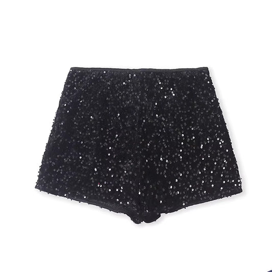 Stilvolle, hochgeschnittene Pailletten-Shorts/weite Hosen für jede Jahreszeit, die die Figur schmeicheln, die Beine optisch verlängern und sich perfekt für Freizeitkleidung oder Bootcut-Hosen eignen. 11371