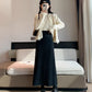 White fleece-lined, thickened faux cashmere knit midi skirt for women, winter bodycon straight A-line long skirt  11293