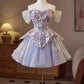 Robe de soirée courte et bouffante bleu violet, robe de princesse française en maille pour fête d'anniversaire, robe de bal gh4604