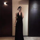 Kontrastreiches rückenfreies Kleid, figurbetontes Sommerkleid für Damen, langes Kleid, schwarz, hochwertig, eleganter Rock, Bodycon-Rock 11450