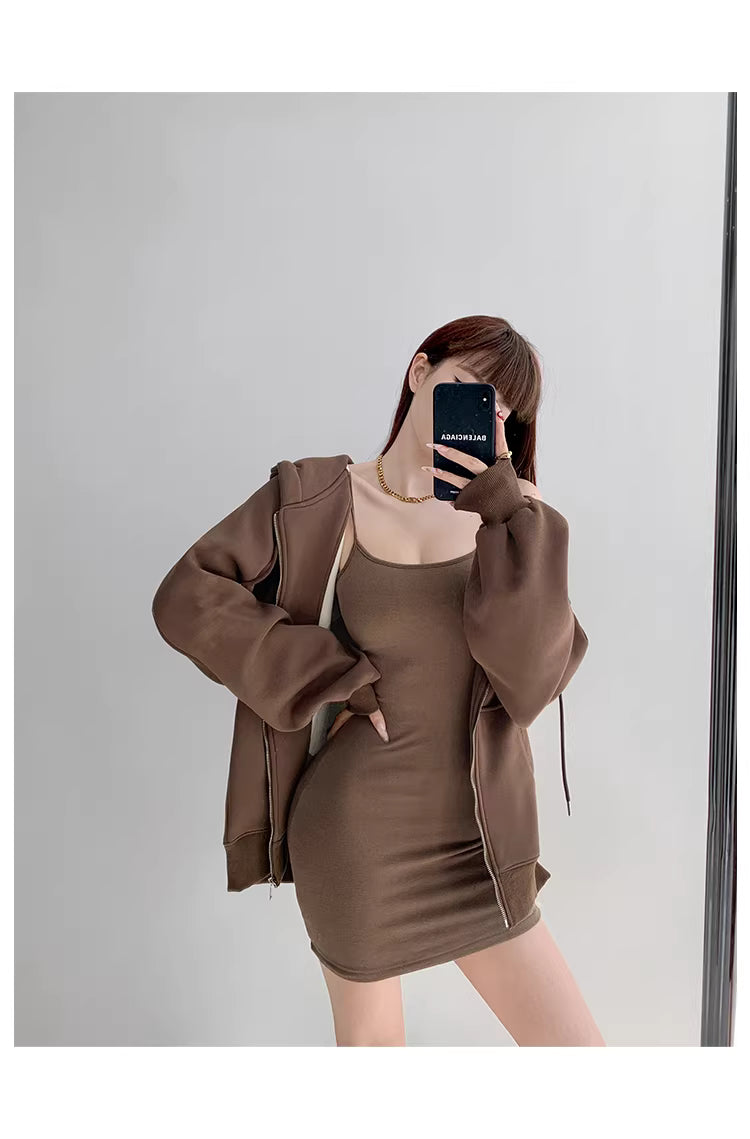 Sexy, figurbetontes Basic-Slipkleid für Damen, figurschmeichelndes Herbstkleid für heiße Girls 11479